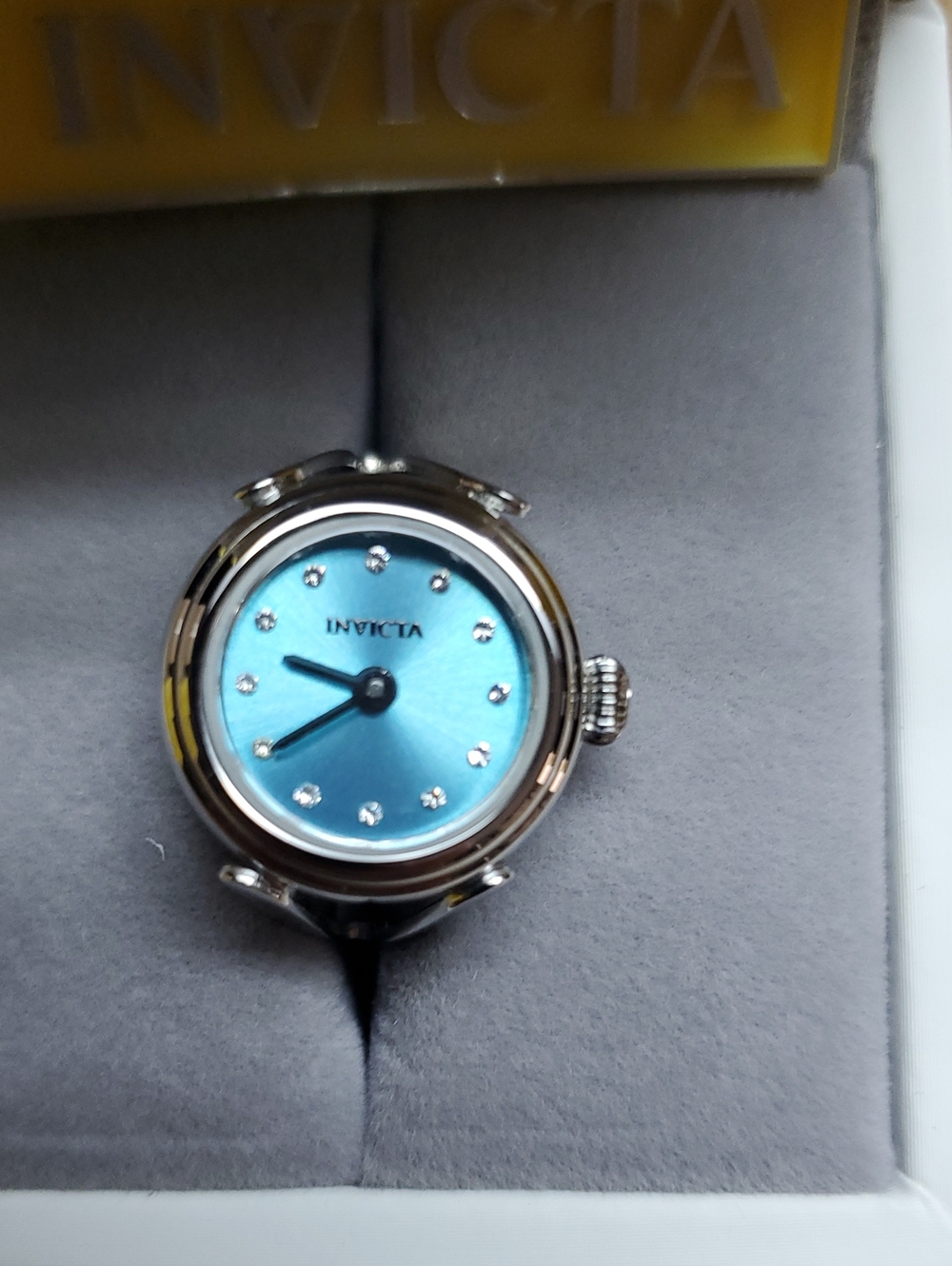 Invicta Silver Case Blue Dial Women's Ring Watch